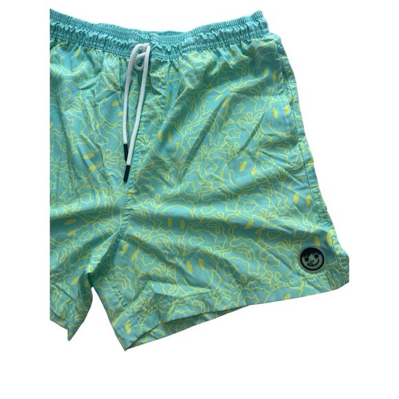 Neff Men's XL Green & Blue Swim Trunks Smiley Face Pockets Unlined‎ - Picture 3 of 5